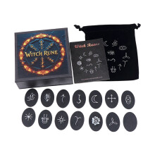 Nordic Handcrafts Woodcut Runes Stone with Runes Storage Box Board Game Props Type D