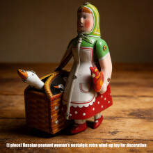 Retro Styles Russian Matryoshka Mechanical Wind Up Toy Tinplate Cockwork Figure