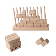 Creative Wooden Stacking Block Puzzle Game Toy For Preschool Logical Thinking Wood color