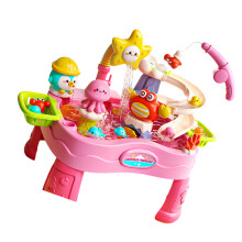 Electric Water Cycling Fishing Game Toy Water Table Fine Motor Skill Toy for Kid Pink