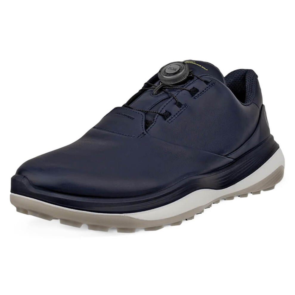 Ecco (Uk 10, Marine) Mens Lt1 Boa Waterproof Leather Cushioned Spikeless Golf Golf Shoes