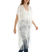 Beach Cardigan Coverup with Long Fringe For Women Sunbathing and Pool Parties