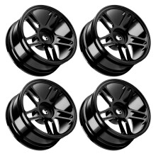 4pcs Strong Plastic Alloy Style Rims Designed for 1/10 Scale Radio Control Cars Black