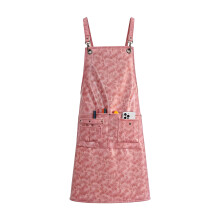 Barbershop Apron PU Leather Crossback Strap Barista Bartender Chefs Uniform Pink