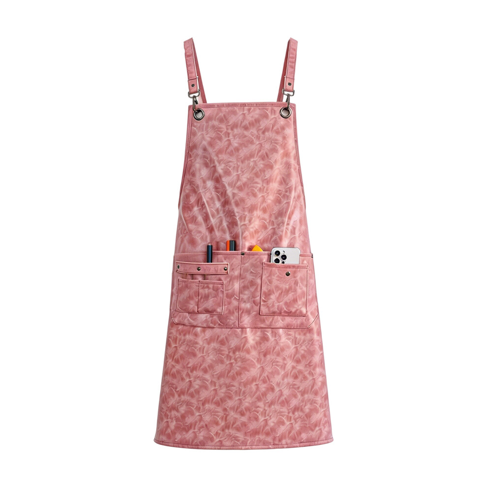 Pink Barbershop Apron Pu Leather Crossback Strap Barista Bartender Chefs Uniform