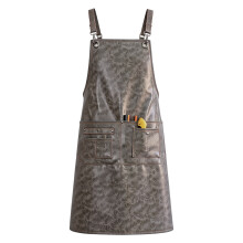 Practical Leather Crossback Strap Barbershop Apron For Chefs Waiters Hairdress Gray