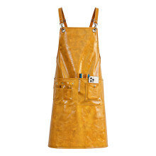 Practical Leather Crossback Strap Barbershop Apron For Chefs Waiters Hairdress Yellow