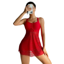 Womens Hollowed Tankini Set Swimwear Two Piece Modest Swimsuit With Boyshorts Red XL