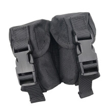 Heavy Duty Nylon Waist Pouches Double Sections Outdoor Tool Bag For Hunting Black Color