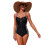 Stylish Conjoined Swimsuit Side Color Blocking Design High Elastic Black leopard print S 1