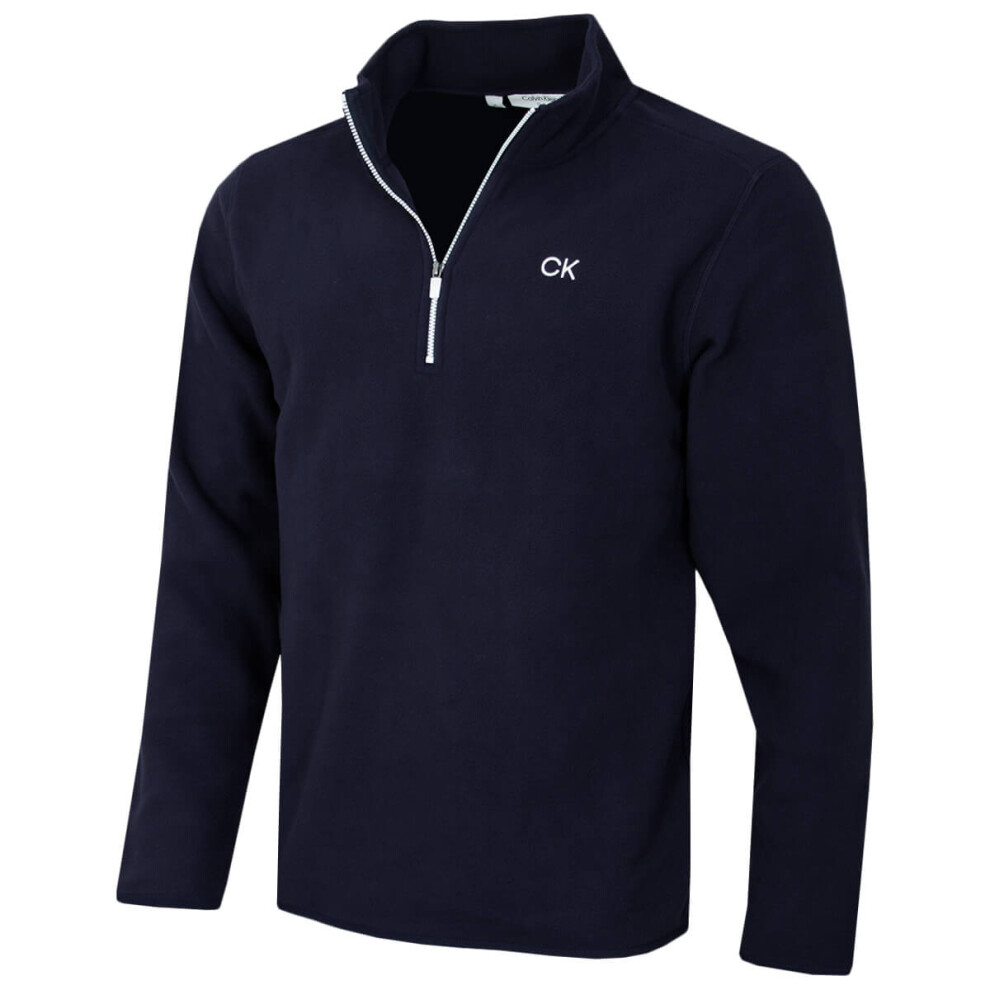 Calvin Klein (S, Navy) Mens 2026 Polar Fleece 1/2 Zip Stretch Golf Sweater