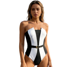 Modern High Cut Conjoined Swimsuit Flexible Fabric For Outdoor Activity M