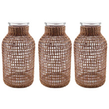 3X Vaso Da Fiori Nel Vetro Paglia Vaso Da Fiori Giapponese Nel Nordico Cesto di Fiori Creativo Contratto per Piante Acquatiche -L