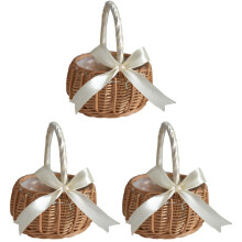 3X Cesto di Fiori Intrecciati Cesto Portaoggetti Nel Rattan Cesto di Fiori Fatti Con Fiocco, L.
