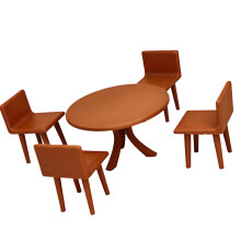 Small Scale Dollhouses Dining Set Plastic Table And Chairs For Display Brown