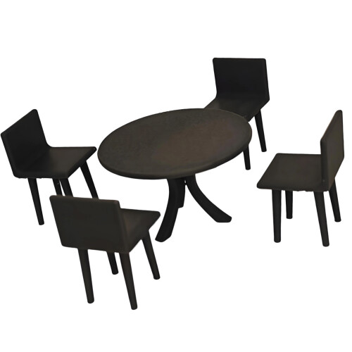 Small Scale Dollhouses Dining Set Plastic Table And Chairs For Display Black