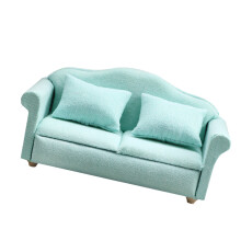 Mini Living Room Furniture Set For Dollhouses 1/12 Scale Soft Fabric Sofa green double