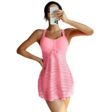 Two Piece Hollowed Tankini Swimsuit for Women Beach Vacation and Pool Parties Pink XXL