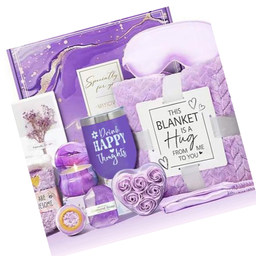 Purple Thoughtful Present Set For Women Include Abs Container And Pampering Bath Supply