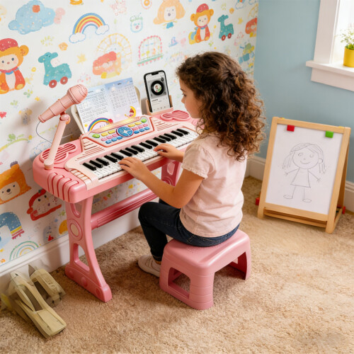 Interactive Kids Keyboard With 37 Keys And Customizable Functions For Early Learning Blue 2