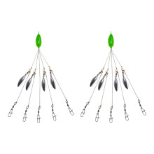 2Pcs 5 Arm Rig Head Swimming Baits Fishing Group Lures Snap Swivels Spinner Green