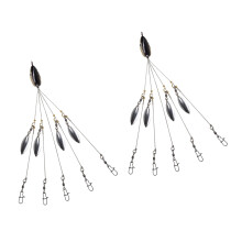 2Pcs 5 Arm Rig Head Swimming Baits Fishing Group Lures Snap Swivels yellow net pattern