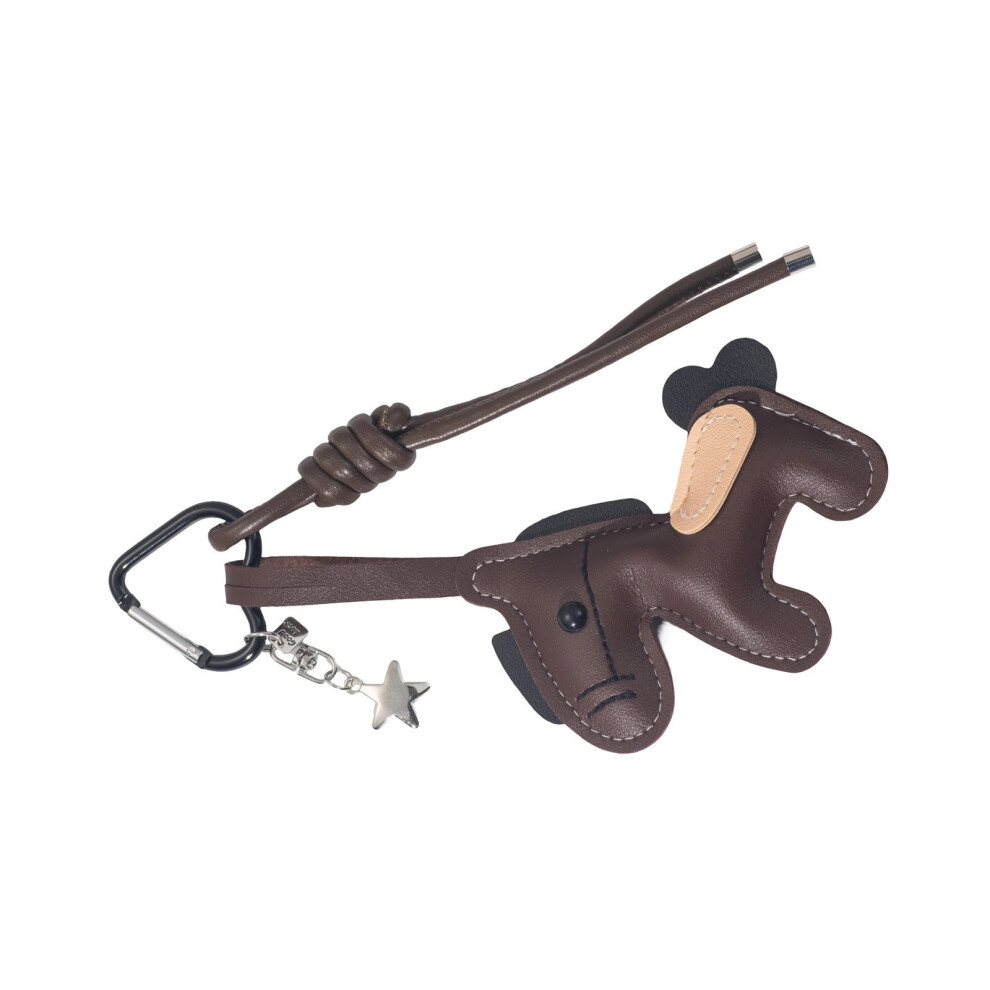 Cute Perfect Gift Pu Leather Cartoon Horse Keychain Fashion Bag Decoration Dark/Brown 7696002313304