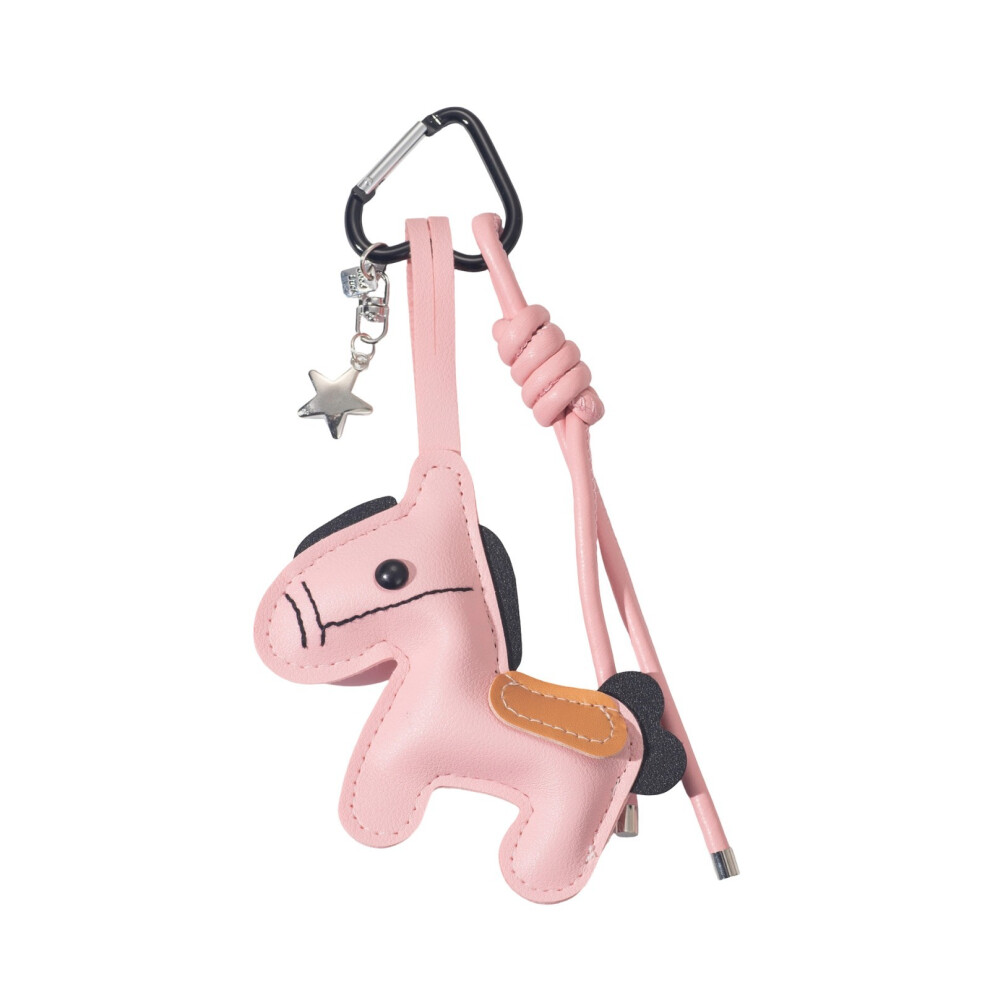 Cute Perfect Gift Pu Leather Cartoon Horse Keychain Fashion Bag Decoration Pink 7696002313274
