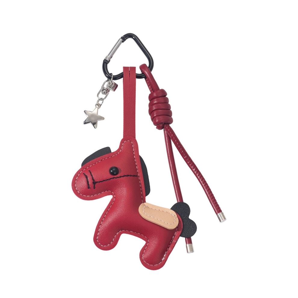 Portable Mini Cartoon Horse Pu Leather Keychain For Bag Charm Decoration Claret 7696002313199