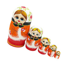 Painted Russian Matryoshka Toy Nesting Doll 5Layered Wood Stacking Toy For Child