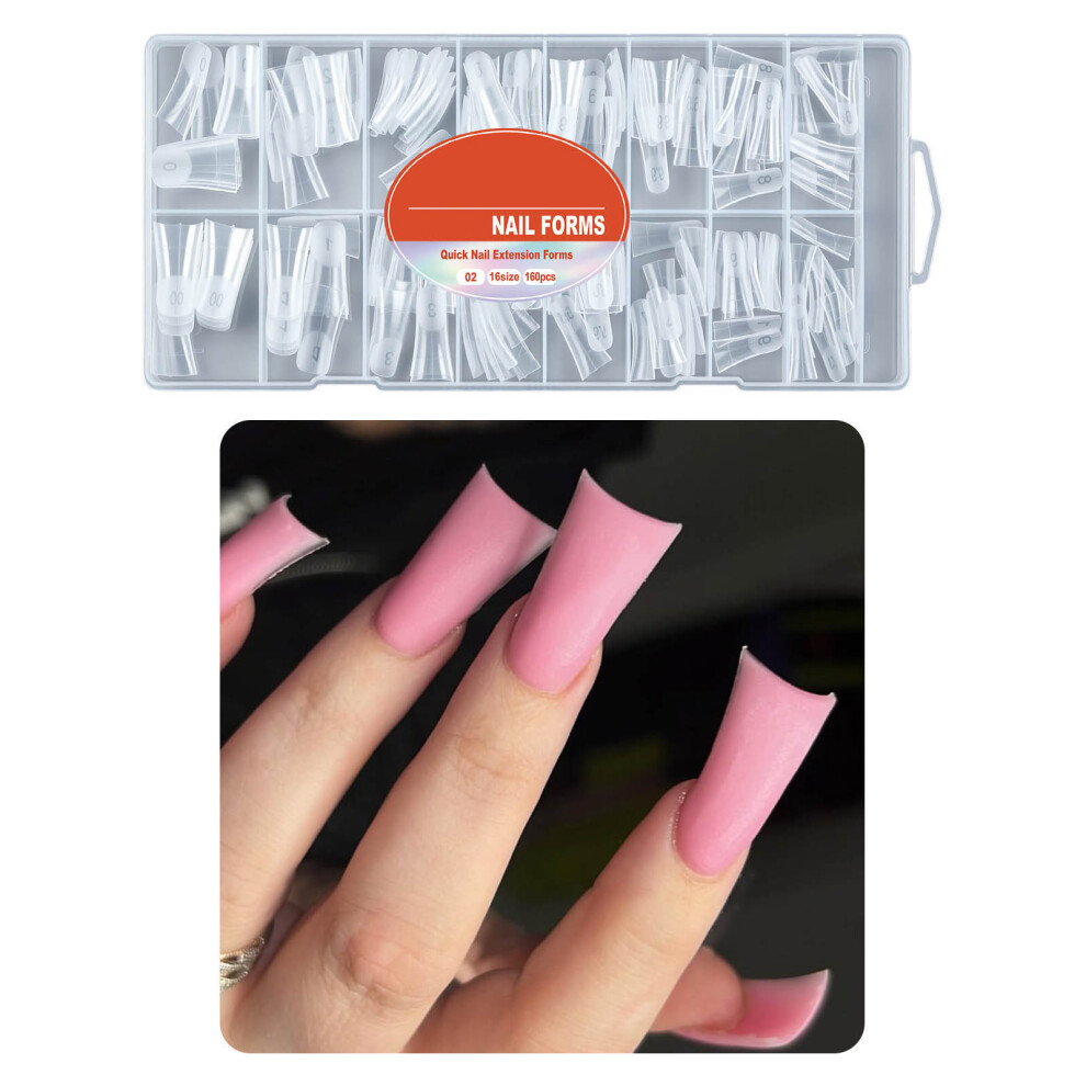 160Pcs Nail Extension Natural Fit Clear Nail Forms With Multiple Sizes 02