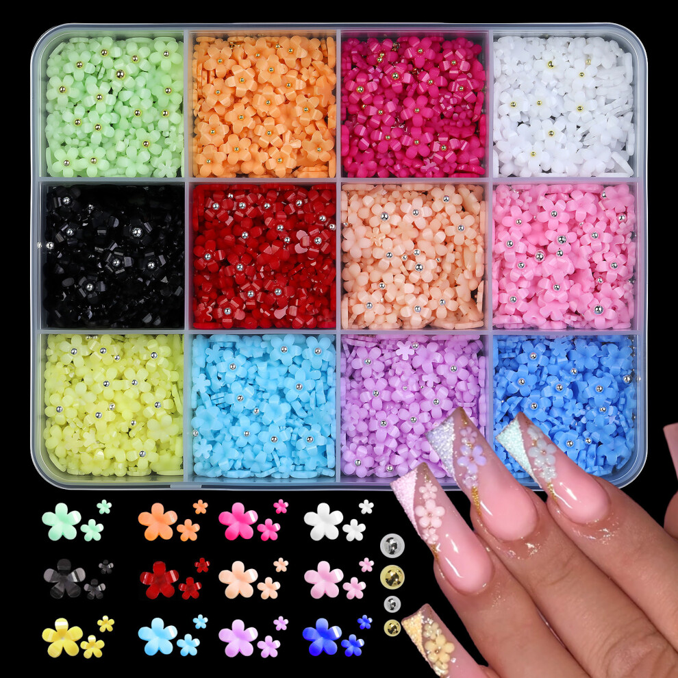 Multiple Compartment Mixed Style Nail Art Kit Five Petals Flower Design For Daily 06color