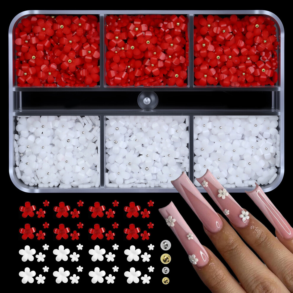 Fashionable Resin Nail Decorations With Five Petals Flower Design For Party 02color
