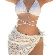 Multipurpose Women Bathing Suit Three Piece Breathable Women Swimsuit Separate White M