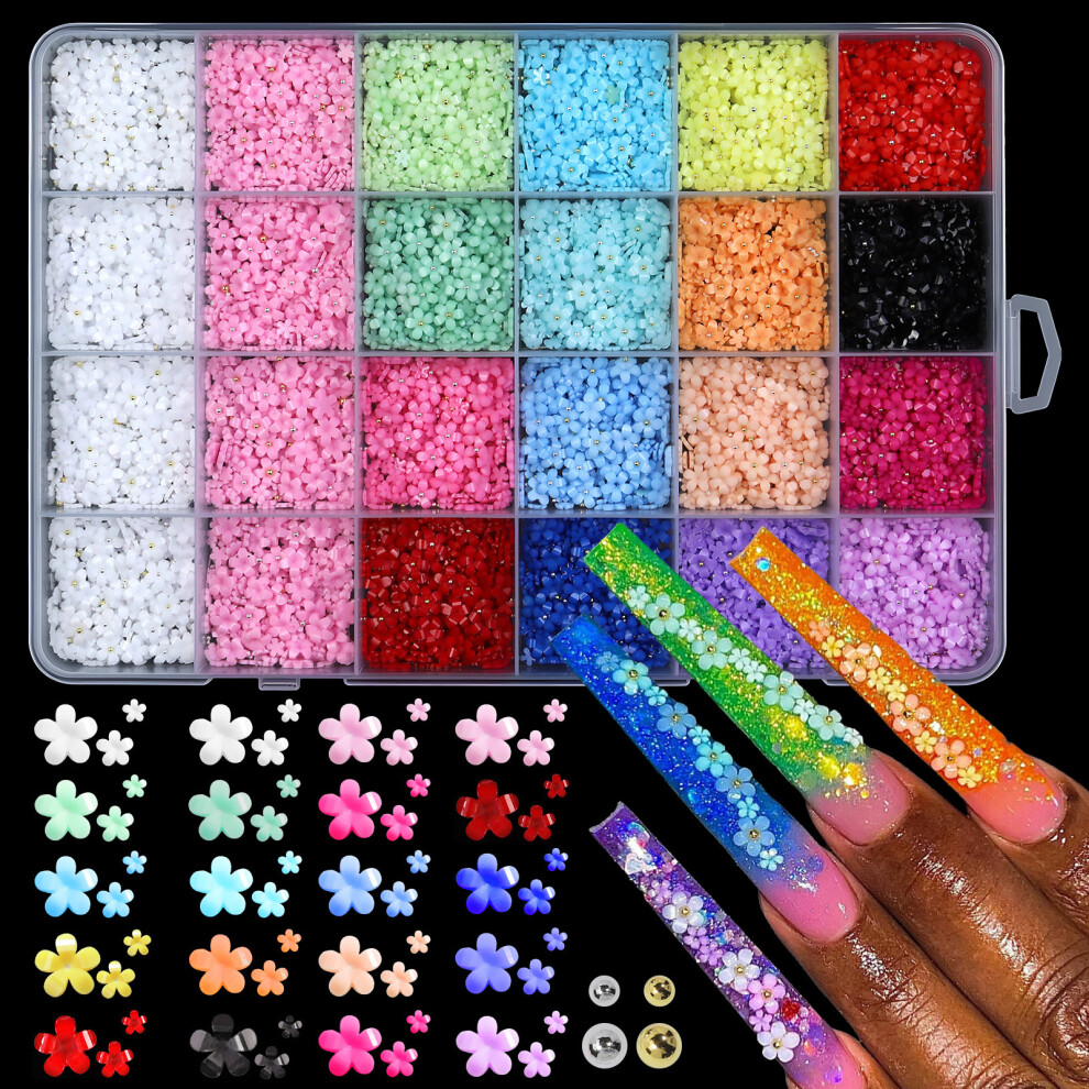 Multiple Slots Organized Nail Decorations Five Petals Flower Patterns For Women 07color