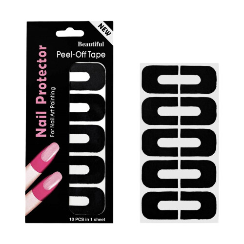 Multi Size Nail Polishing Protectors Ensure Accurate Application Decals Black