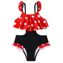 Toddler Girls Bathing Suit Elastic Soft Fabric Easy To Wear for Water Activity Red 6T