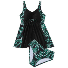 Two Piece Tankini Swimsuit with Briefs Breathable Swimwears for Beach Swimming Suit 2 XXL