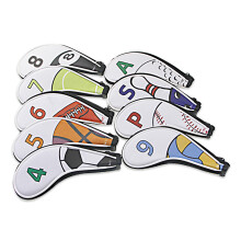 9pcs Golf Iron Club Head Cover with Zipper Waterproof PU Golf Club Head Cover