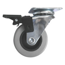 Fort Fasteners 48pc Single Wheel Castor Set, Plate Fix 50mm (24 Braked 24 Unbraked) With 48 Clear Castor Cups