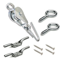 Fort Fasteners Washing Line Pulley Kits With Screw Eyes And Cleat Hooks