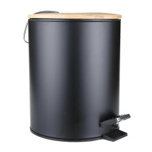 (D) 3/5L Wooden Flip Step Trash Can Garbage Rubbish Bin Waste Container Organizer Bathroom Kitchen Living Room Office Decoration B
