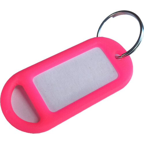 Bulk Hardware Key Ring Label Tags And Rings 48mm Fluorescent Pink Trade 5 Label Tags