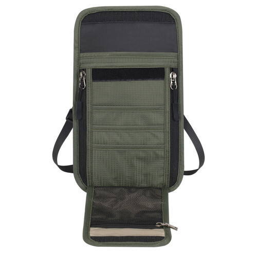 Adjustable Neck Pouch For Important Documents Secure Blocking Identification Dark green