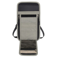 Neck Strap Document Holder With Several Pockets Waterproof Nylon Travel Storage Gray