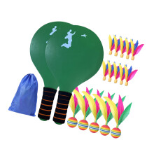 Cricket Batminton Set Including Wooden Paddles And Balls Childrens Cricket Toy Green