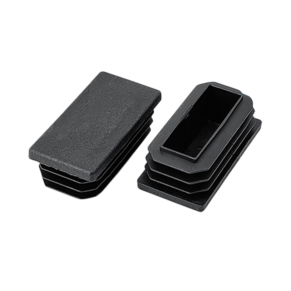 12Pcs Plastic Plugs Pipe Tube Cap Black Plastic Rectangle Blanking End Caps 25X50mm 7755000597885