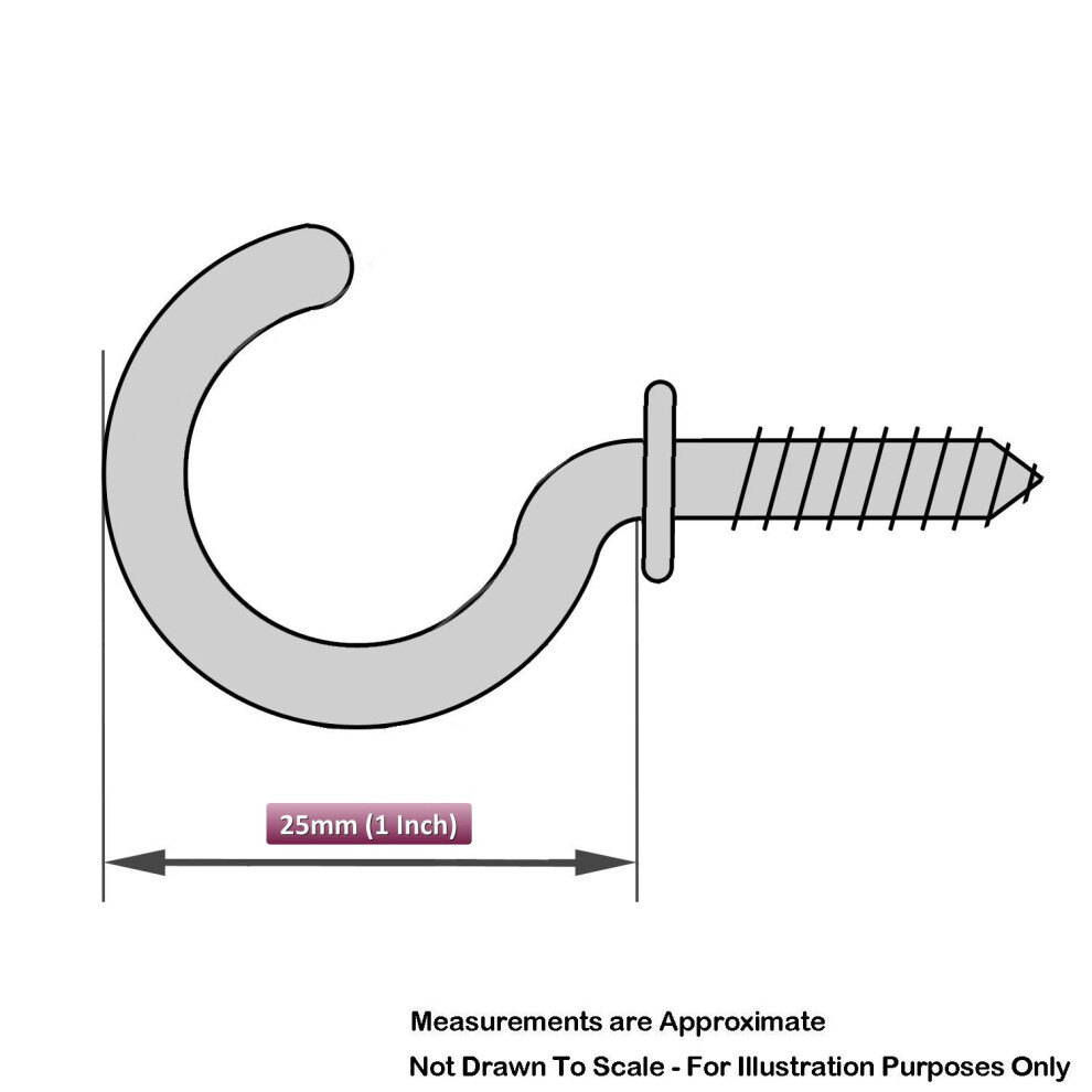Fort Fasteners Cup Hooks, Shouldered 25Mm (1 Inch) White Plastic Coated 8 Hooks 5057670034595