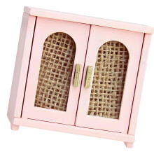 Wooden Dollhouses Cabinet Cute Realistic Mini Furniture For Decoration Pink