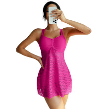 Two Piece Tankini Swimsuit Set With High Waist Boyshorts For Women Swimming Rose red L